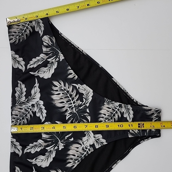XOXO 2 Piece Tropical Leaf Print Black  Padded Top Bikini Size 3X - Picture 15 of 16